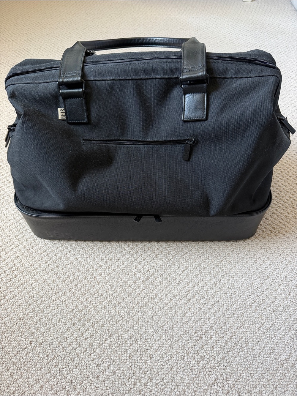 BEIS Black Duffel Weekender with Structured Base
